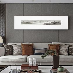 新中式客厅沙发背景墙装饰画纯手绘艺术画山水景物挂画